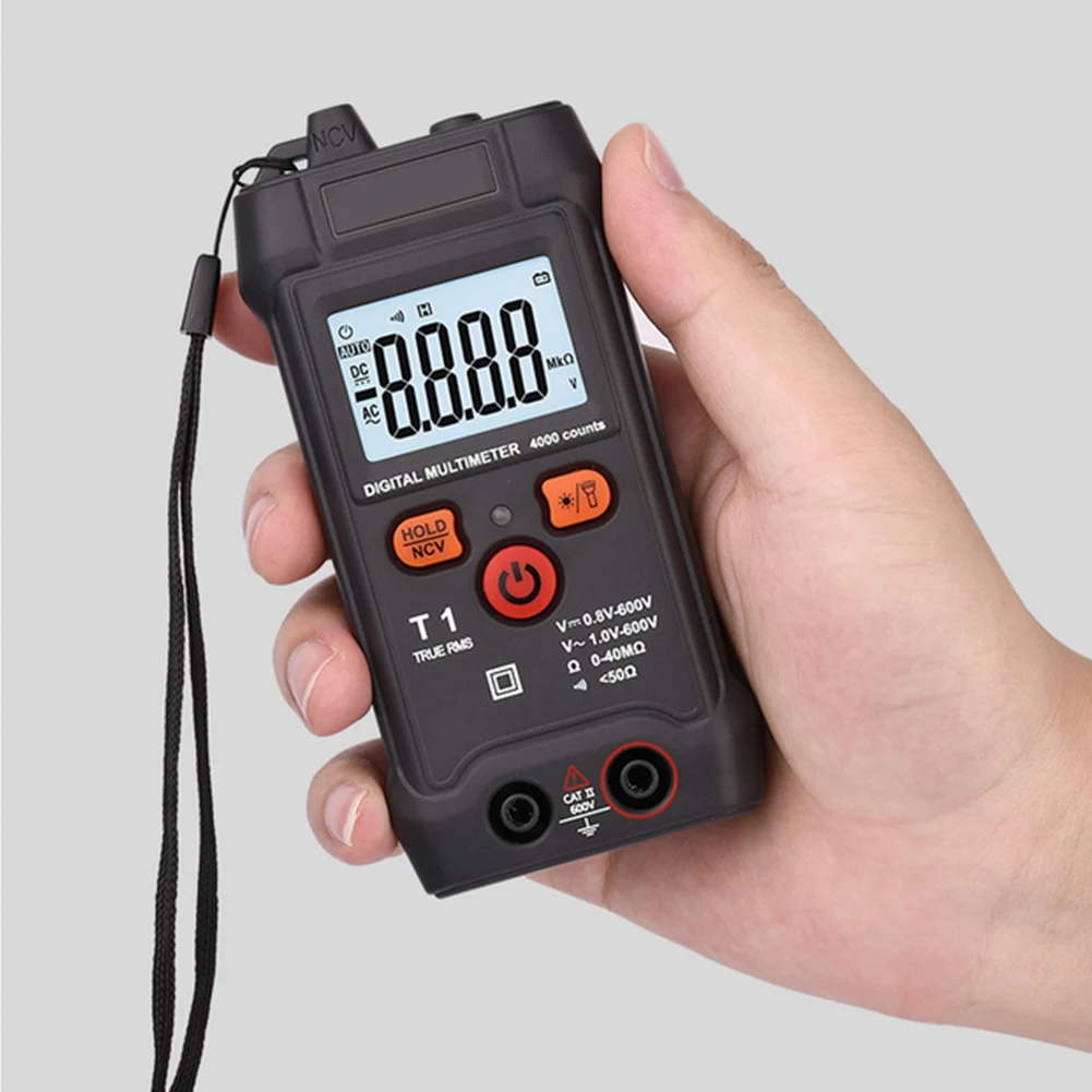 

Smart Digital Multimeter 600V AC DC Voltage Meter True RMS Ohm Continuity Tester Multimeter with data retention LCD display