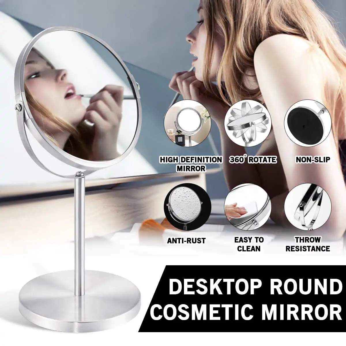 Увеличительное зеркало для макияжа косметические зеркала вращающиеся Круглые