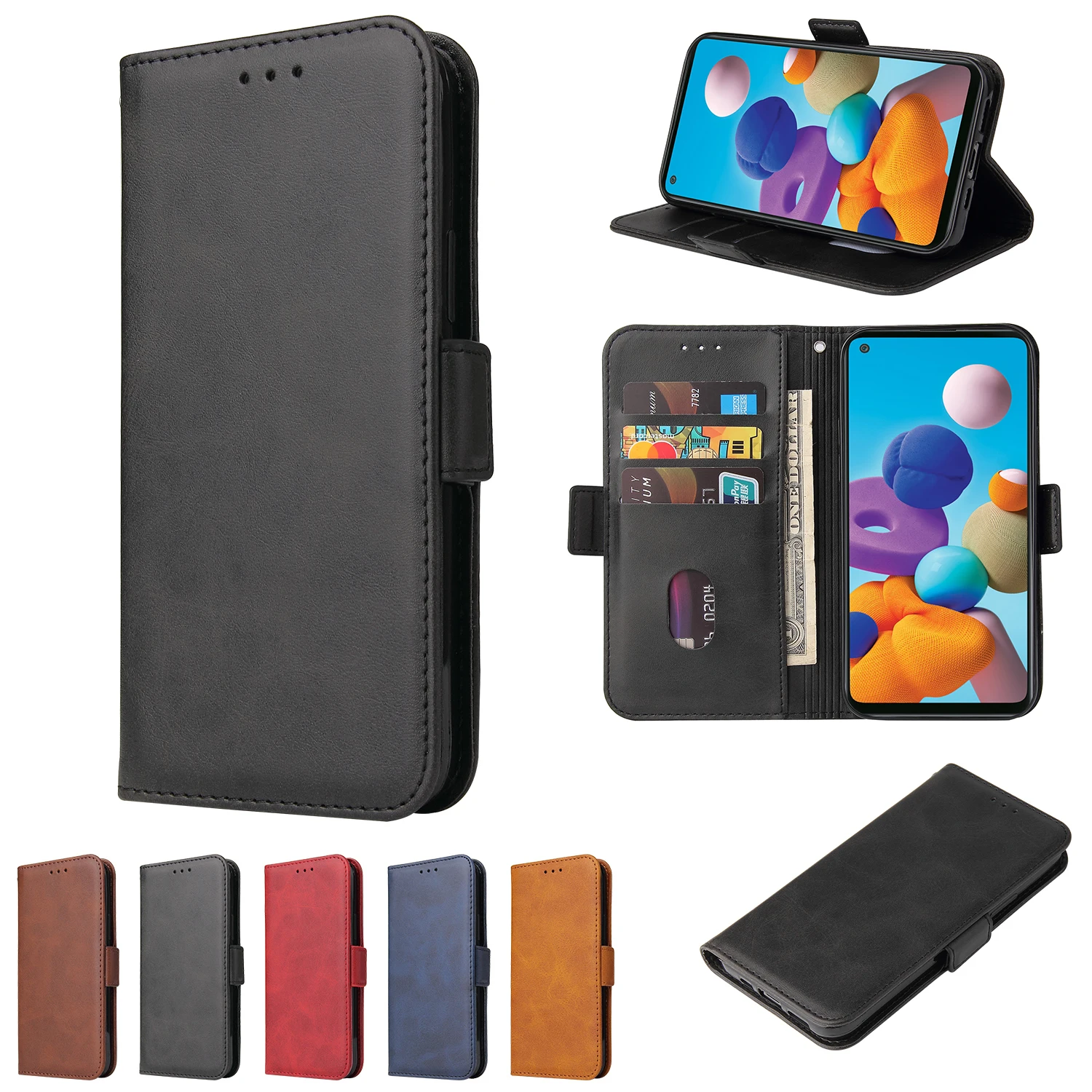 

Fashion Flip Wallet Leather Case for Samsung Galaxy A21S A71 A51 S20 Note 20 Ultra Coque Magnetic Double Buckle Protection Cover