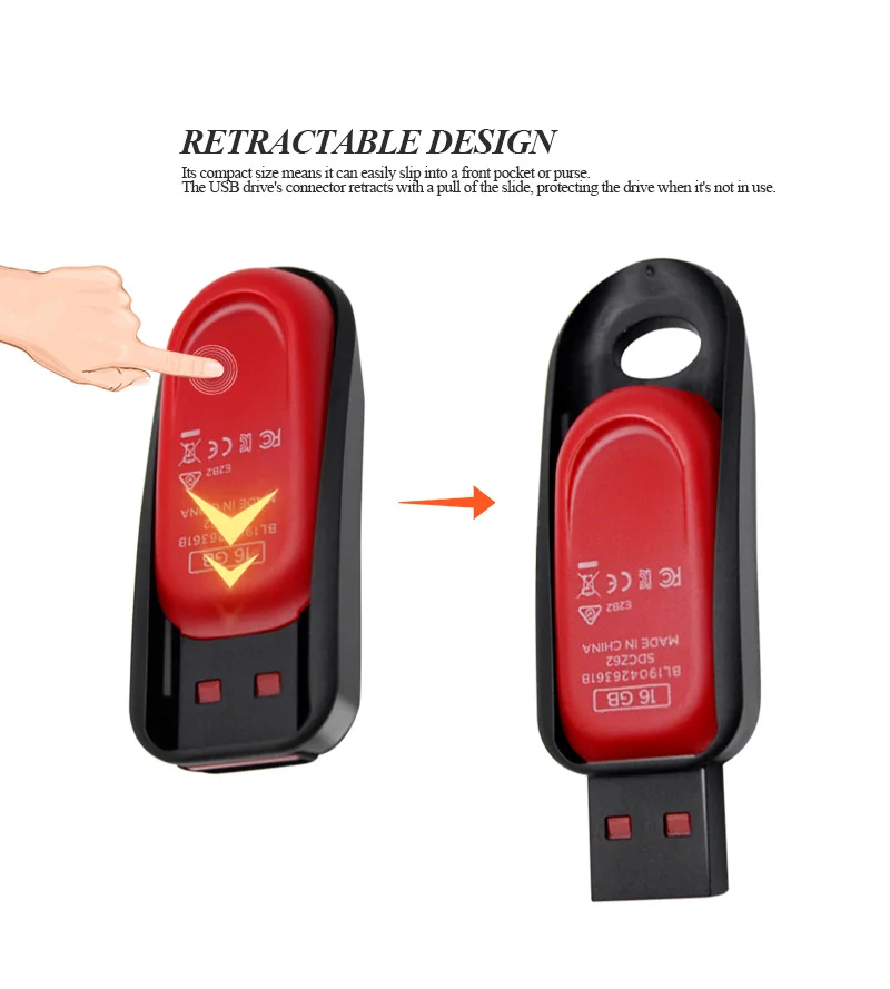 SanDisk USB флэш-накопитель 16 ГБ 32 ГБ 64 ГБ флеш-накопитель 16 Гб Флешка флеш-диск USB 2,0 Регулируемая карта памяти черный U диск