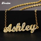 Персонализированные Заказные ожерелье со льдом из имени колье из нержавеющей стали цепь ожерелье s Подвески почерк табличка пара подарок