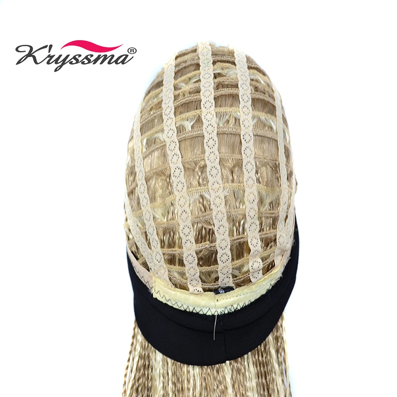 

kryssma Long Braiding Crochet Hair Fully Hand Tied Twist Braided With Headband Half Wig for Women Natural