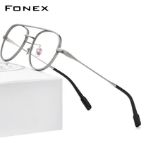 fonex pure titanium eyeglasses frame men retro round myopia optical prescription glasses 2021 women vintage eyewear f85654