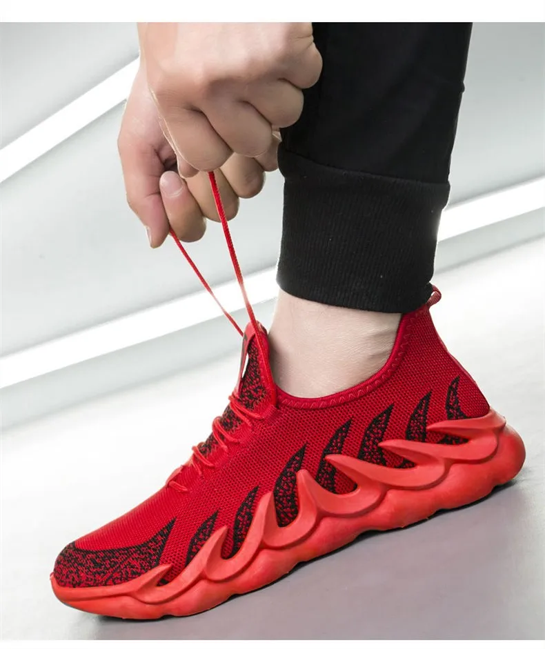 

Men's Puffed Solid Sneakers Breathable Casual Sports Shoes Summer Lightweight Breathable Wear-resistant Sneakers Red Color Free Shipping HYDIMA