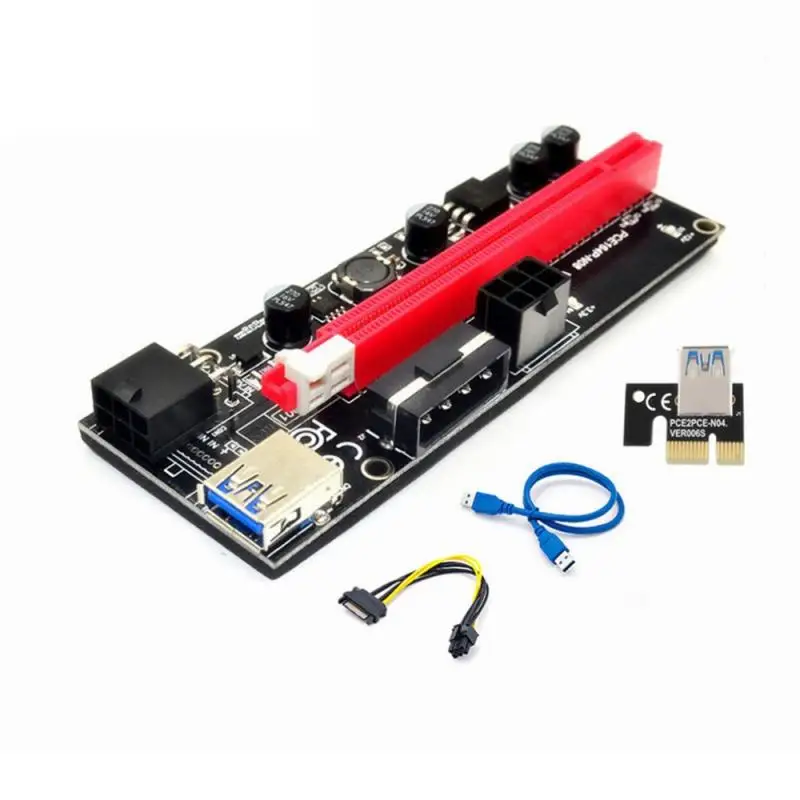 PCI E Райзер VER 009 Экспресс 1X 4x 8x 16x расширитель USB 009S GPU двойная 6 контактная карта