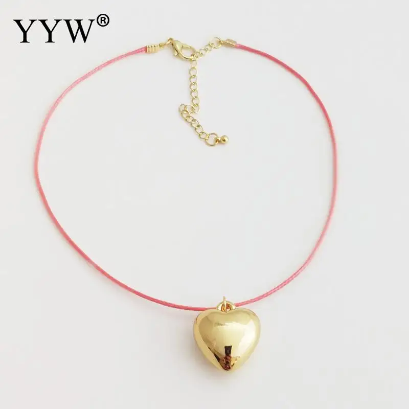 YYW розовое Золотое сердце кулон колье ожерелье для девочек Женский нейлоновый