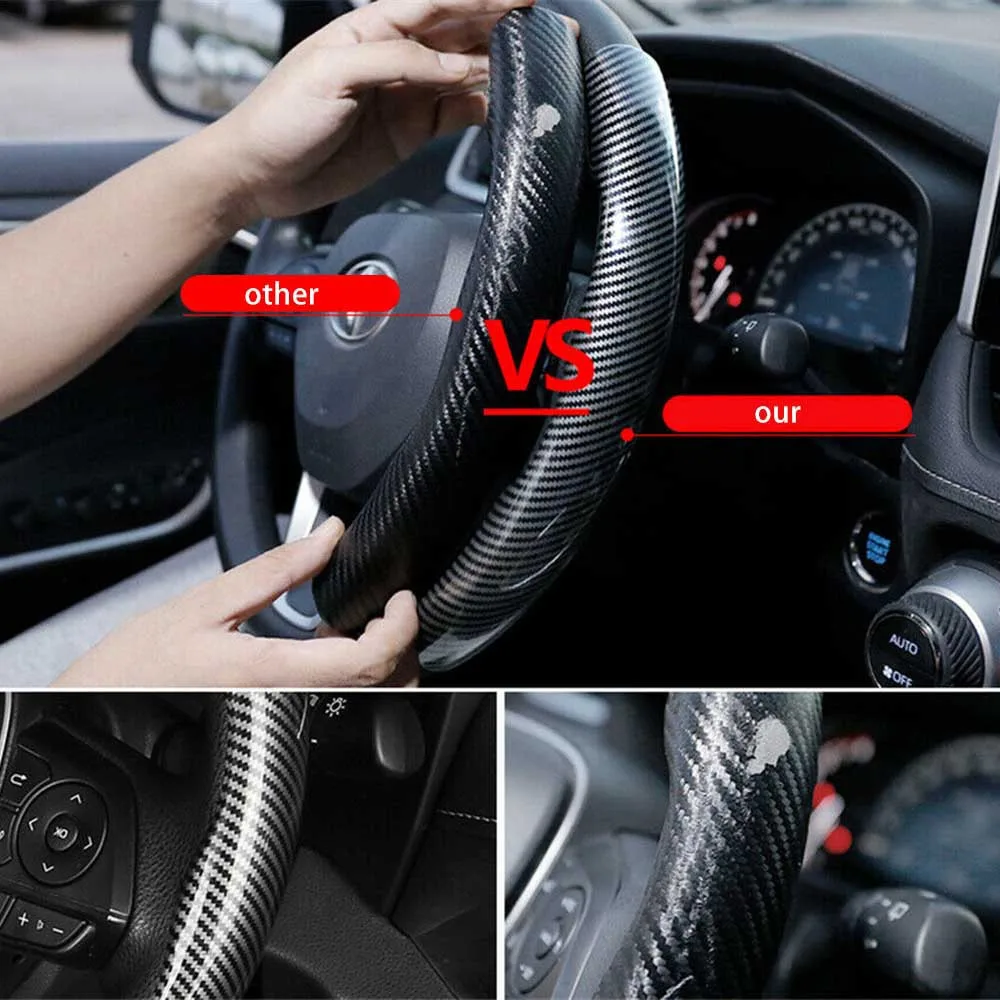

Universal Carbon Fiber Look Non-slip Car Steering Wheel Cover Steering Wheel Booster Car Auxiliary Rotator Booster Pad Auto Part