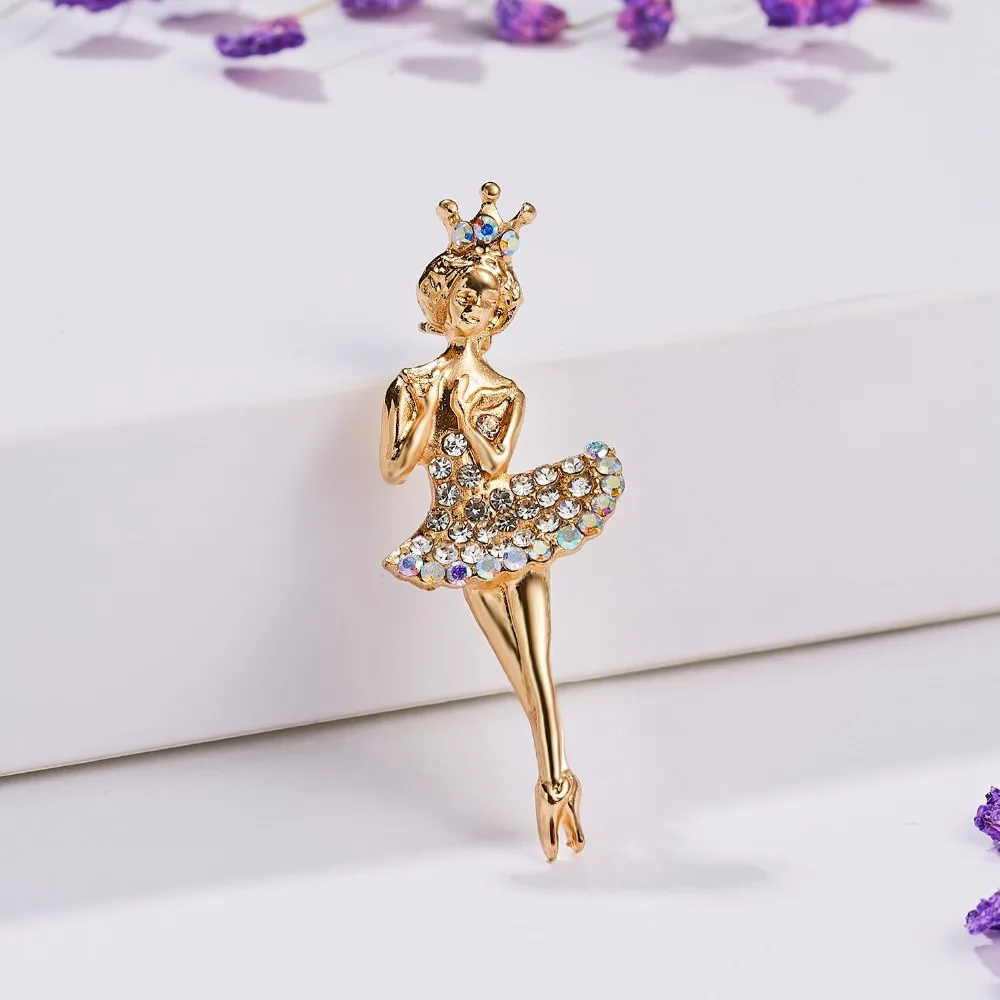 Мода Rhinestone танцы мальчик и девочка чертежное масло фигурка персонажа брошка заколка для женщин Девушка эмаль платье маленькое платье аксессуары