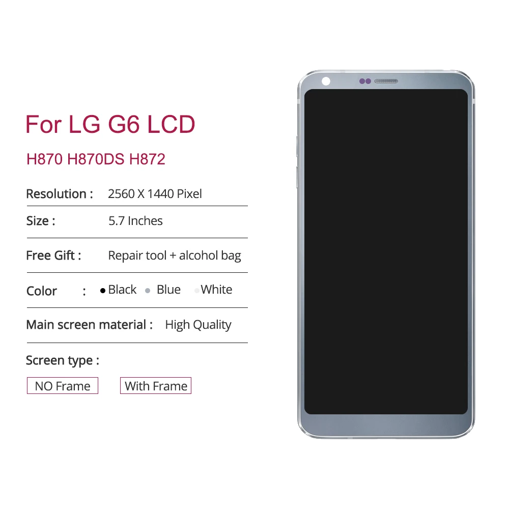 Оригинальный ЖК-дисплей G6 5 7 дюйма сенсорный экран с рамкой для LG H870 H870DS H872 LS993 VS998