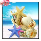 Алмазная живопись, Пляжный Пейзаж, набор с морскими звездами и ракушками, хобби, искусство, 5D, сделай сам, полноразмерная квадратная Круглая Мозаика, украшение для дома, подарок