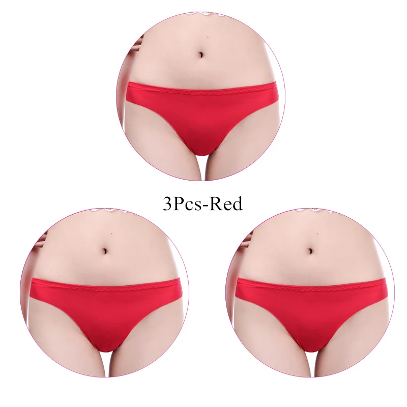 3Pcs-Red 3 шт./упак. трусики Для женщин сексуальные трусы Бесшовные Ice Silk Трусы-стринги женский большой Размеры Нижнее белье женские большие Размеры трусики - Цвет: 3Pcs-Red