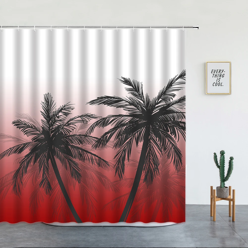 

Водонепроницаемая занавеска для душа, тропические растения, ручная роспись, современный пейзаж, занавеска для ванной комнаты, Декор для дом...