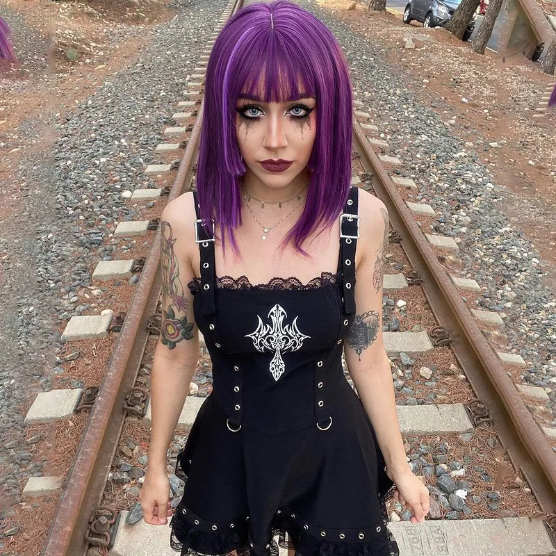 

Mika's Dark Goth Corns with A Lace Lace Lace Vest Dress Sexy Skirt