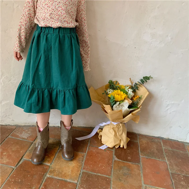 

Autumn 2021 fashion girls solid color skirts Korean style little princess casual cotton fishtail skirt