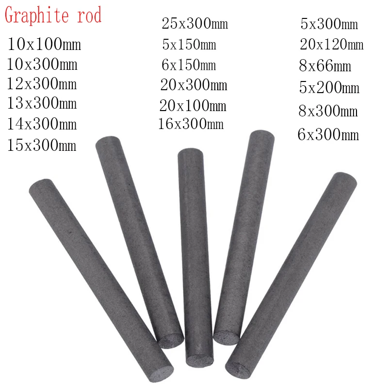 

1PC Diameter 5-25MM 99.99% High Purity Black Graphite Rods Graphite Electrode Cylinder Rods Melting Gold Silver Tools