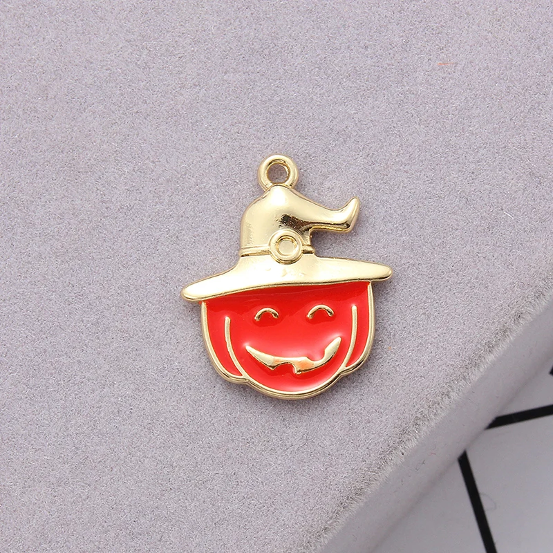 Style 18 10 шт. Эмаль мультфильм Хэллоуин Тыква паук призрак подвески для унисекс DIY ожерелье серьги брелок ювелирных изделий подарок - Окраска металла: Style 18