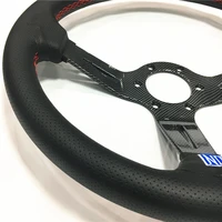 new nd 14inch350mm carbon fiber look genuine leather steering wheel drift sport steering wheels