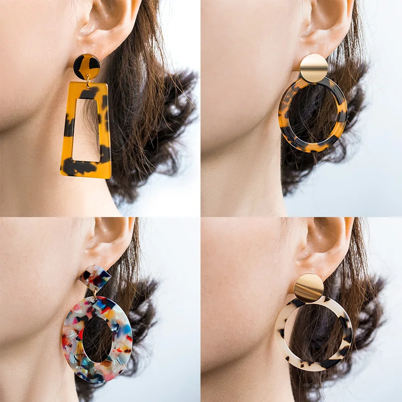 

Korean Acrylic Drop Earrings for Women 2020 Fashion Geometric Leopard Dangle Earrings Resin Earrings Female Earings Jewelry