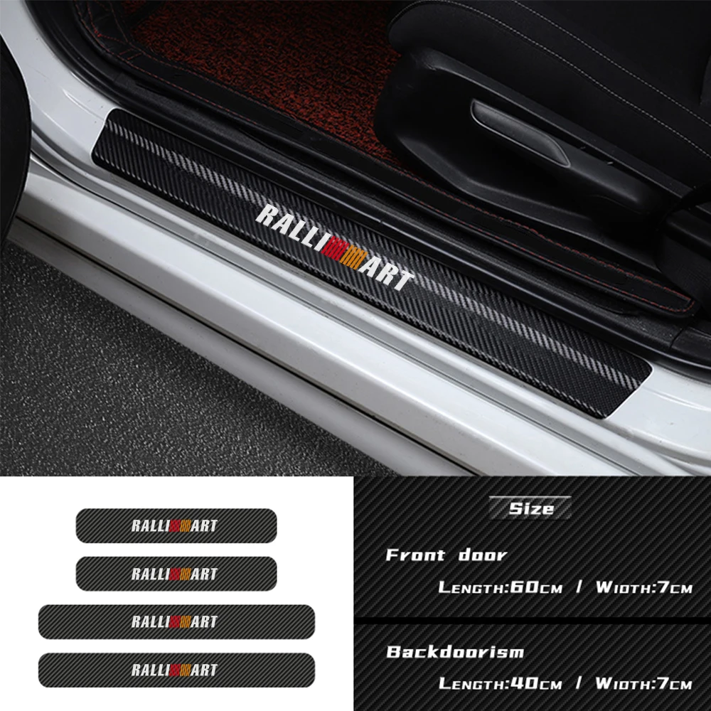 

4Pcs Car Styling Ralliart Emblem Carbon Fiber Threshold Stickers for Mitsubishi Lancer ASX Outlander Pajero Carisma L200 Galant