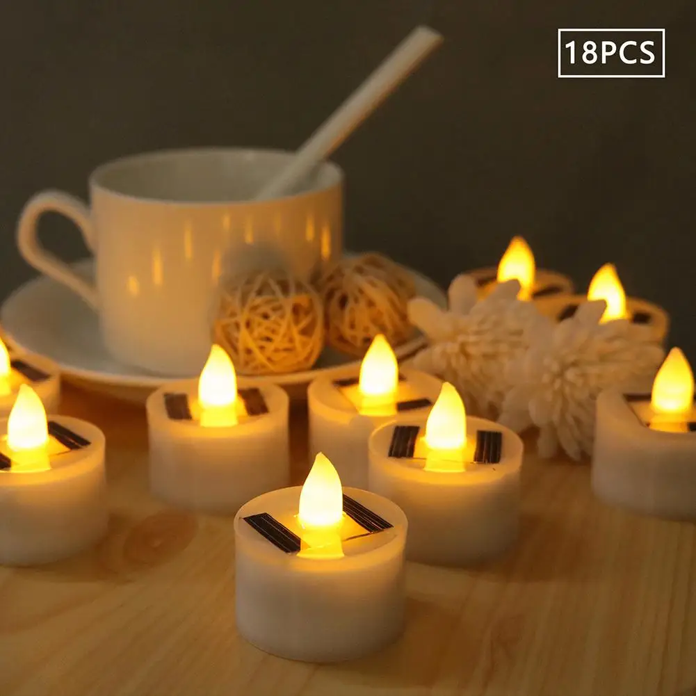 

18 In A Box Solar Electronic Candle Light Without Remoter, Battery Operated LED Tea Lights Candles Flameless Weeding Decor