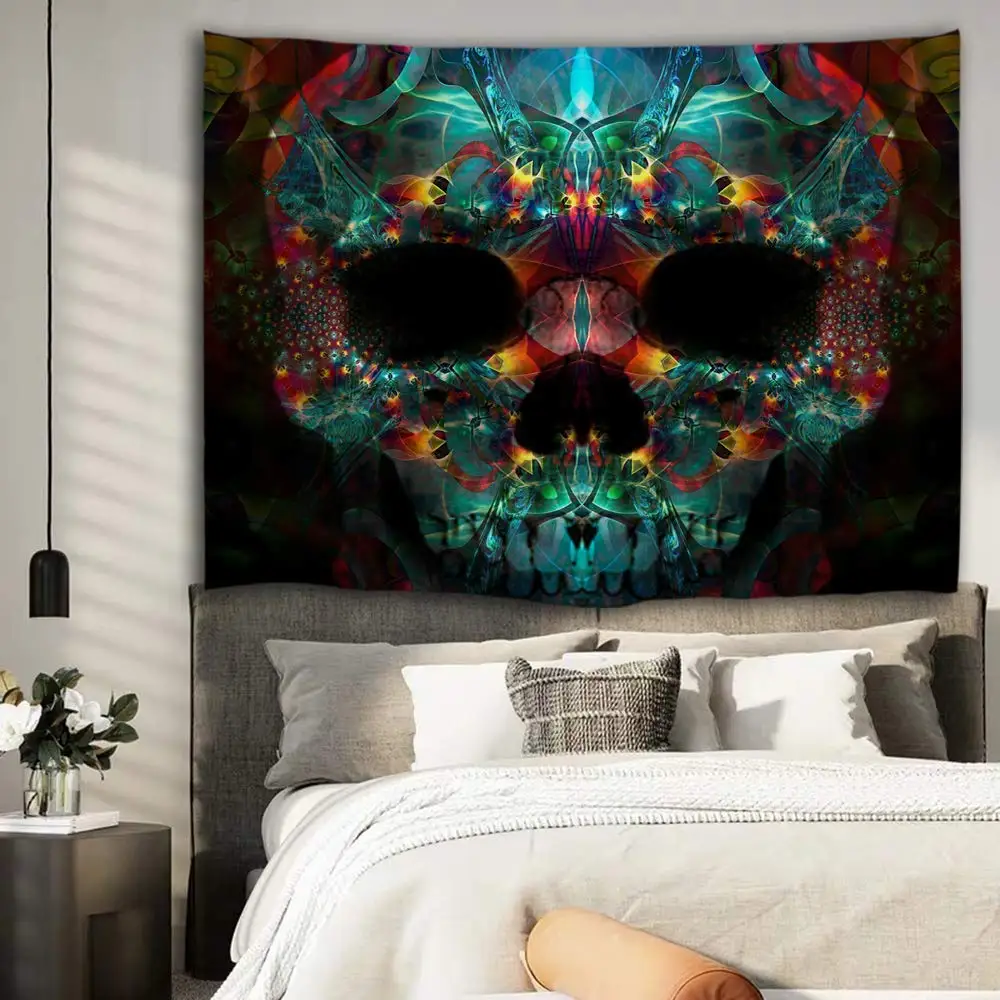 Настенный гобелен в стиле хип-хоп с черепом тестер на Хэллоуин богемном для