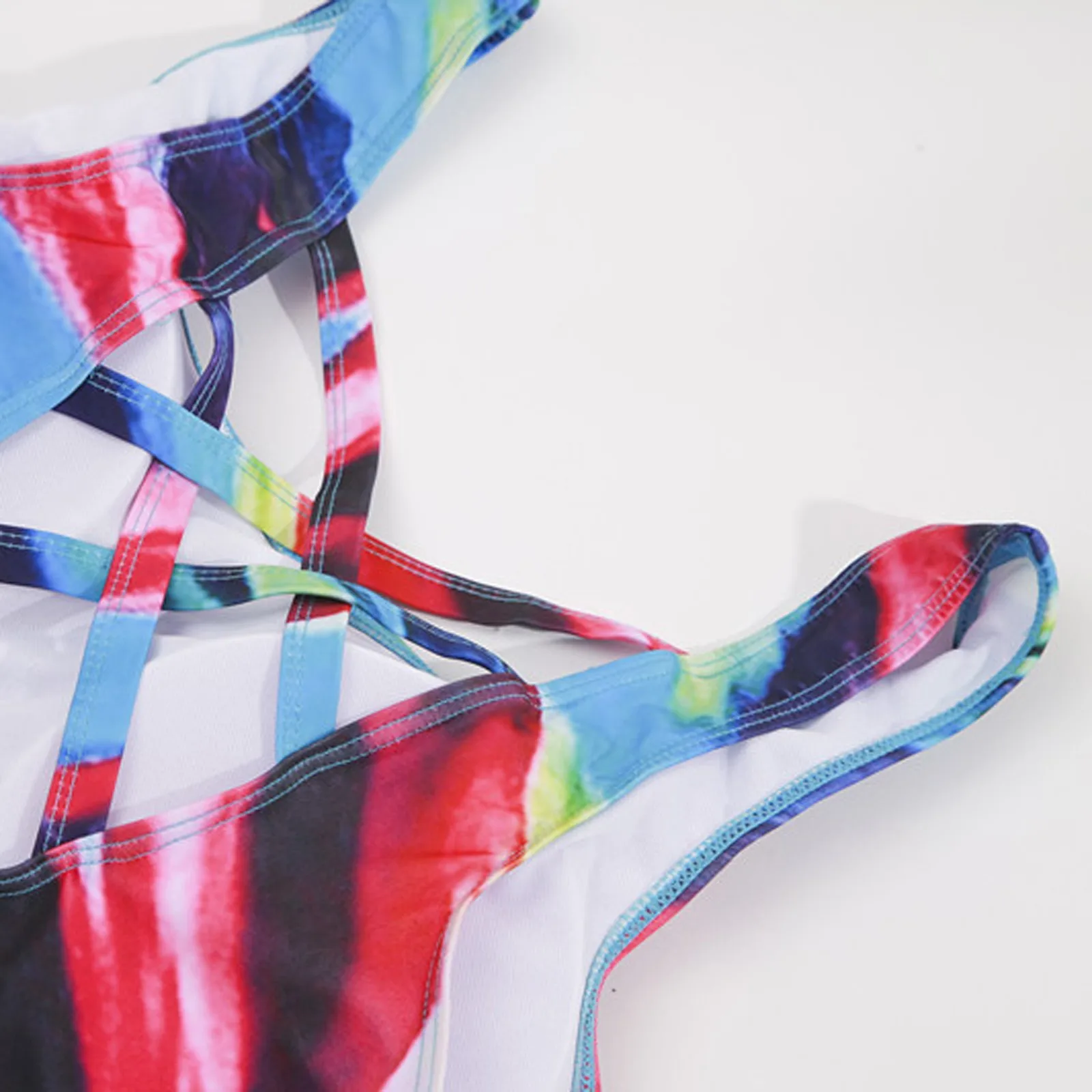 

Womail bikini sexy bikini swimwear women plus size Women Fashion Conservative Gradient Stripe Large Beachwear monokini swimsuit