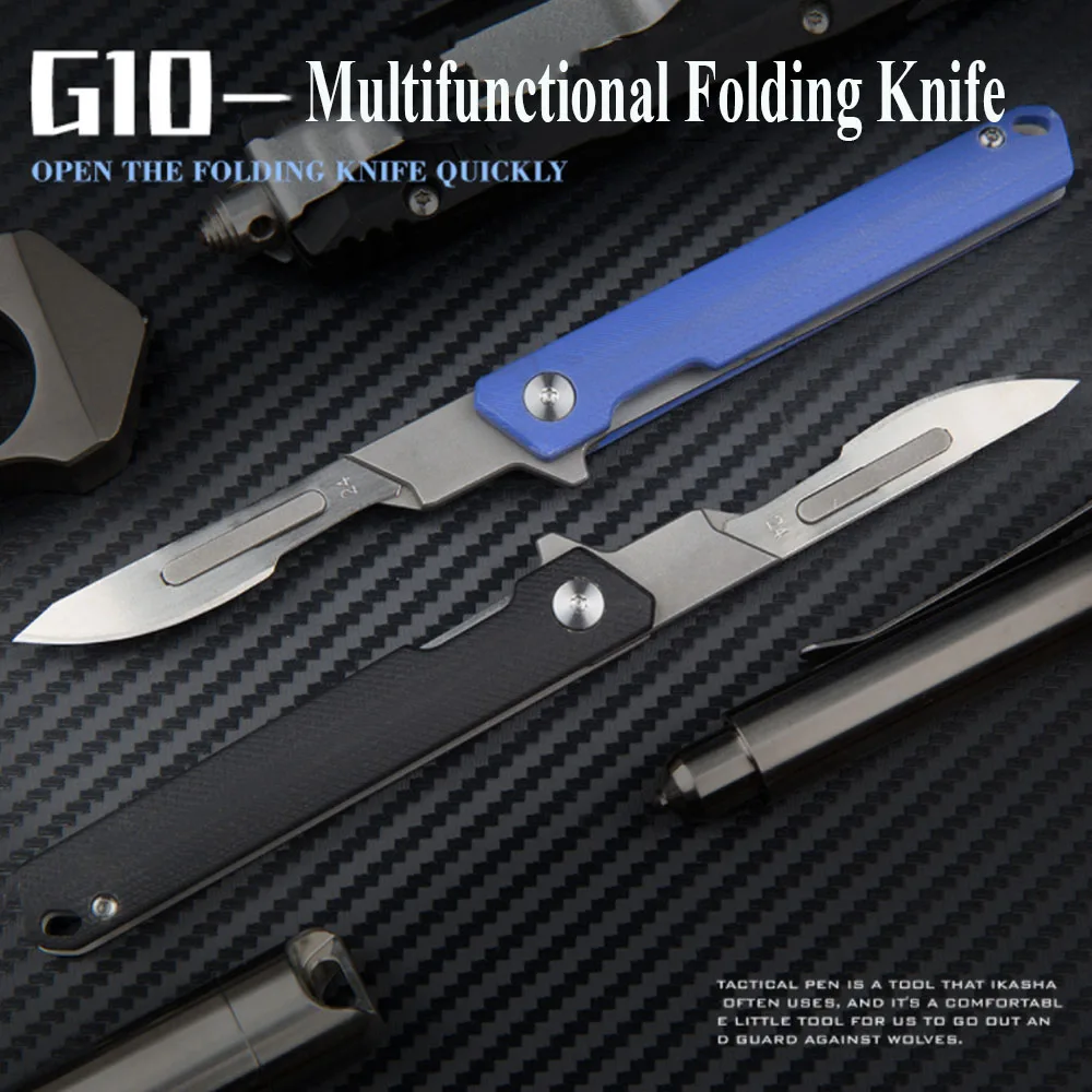 

Складной нож для резьбы G10, Универсальный сменный хирургический карманный нож для самообороны, ножи для повседневного использования с лезв...