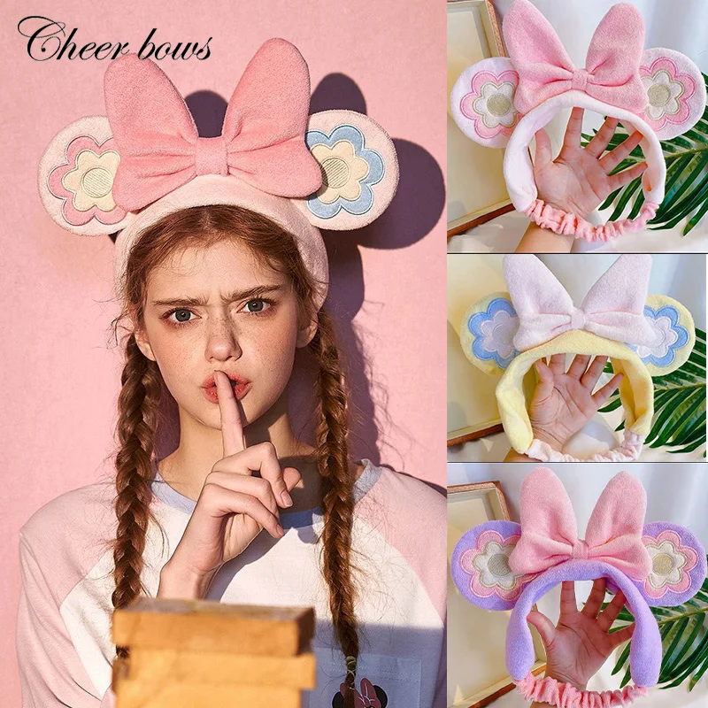 

1 шт., милые аксессуары для волос с ушками мышки для женщин и девочек, модные повязки с большим бантом, эластичные повязки для волос с эффекто...