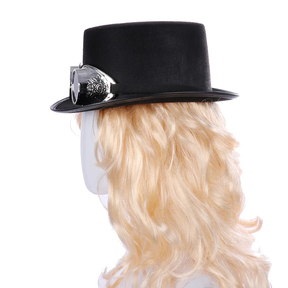 Винтажные черные шляпы в стиле панк с очками аксессуары для карнавального