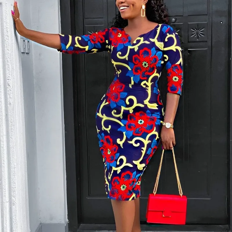 Женское платье с принтом круглым вырезом цветочным со съемным поясом винтажная