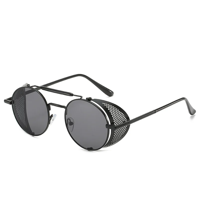 

New hot sale steampunk men women sunglasses personalized windshield glasses women retro color film reflective round glasses