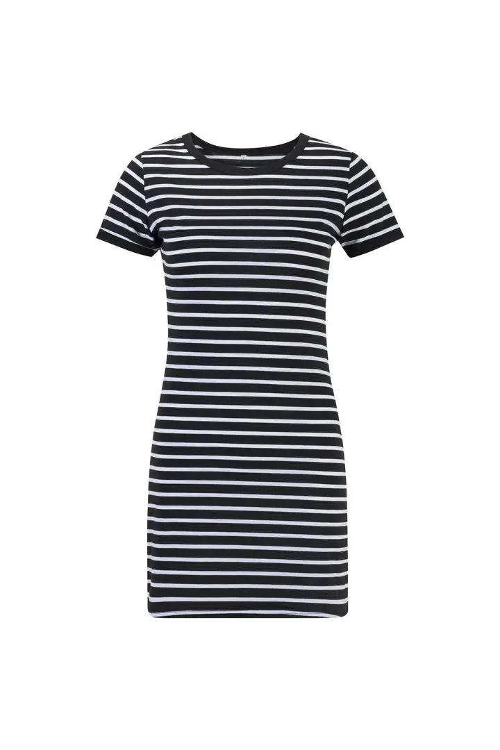 

Summer Casual Striped O-neck Short-sleeved Dress Black And White Striped Dresses Casual Elegant Sheath Slim Dress