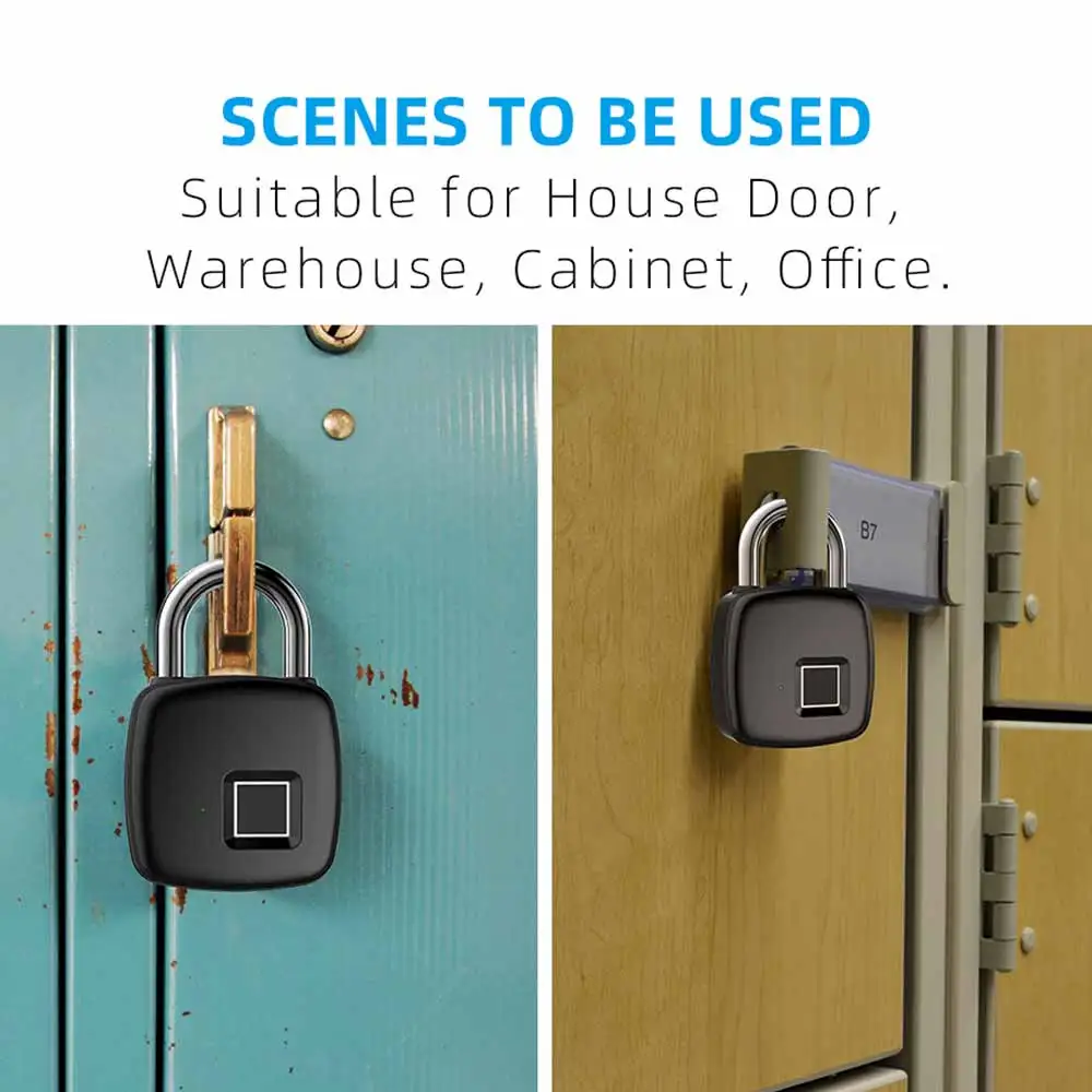 

P30+ Smart Fingerprint Lock Waterproof Touch Intelligent Safe Biometric Padlock USB Charging Bluetooth Connection Lock