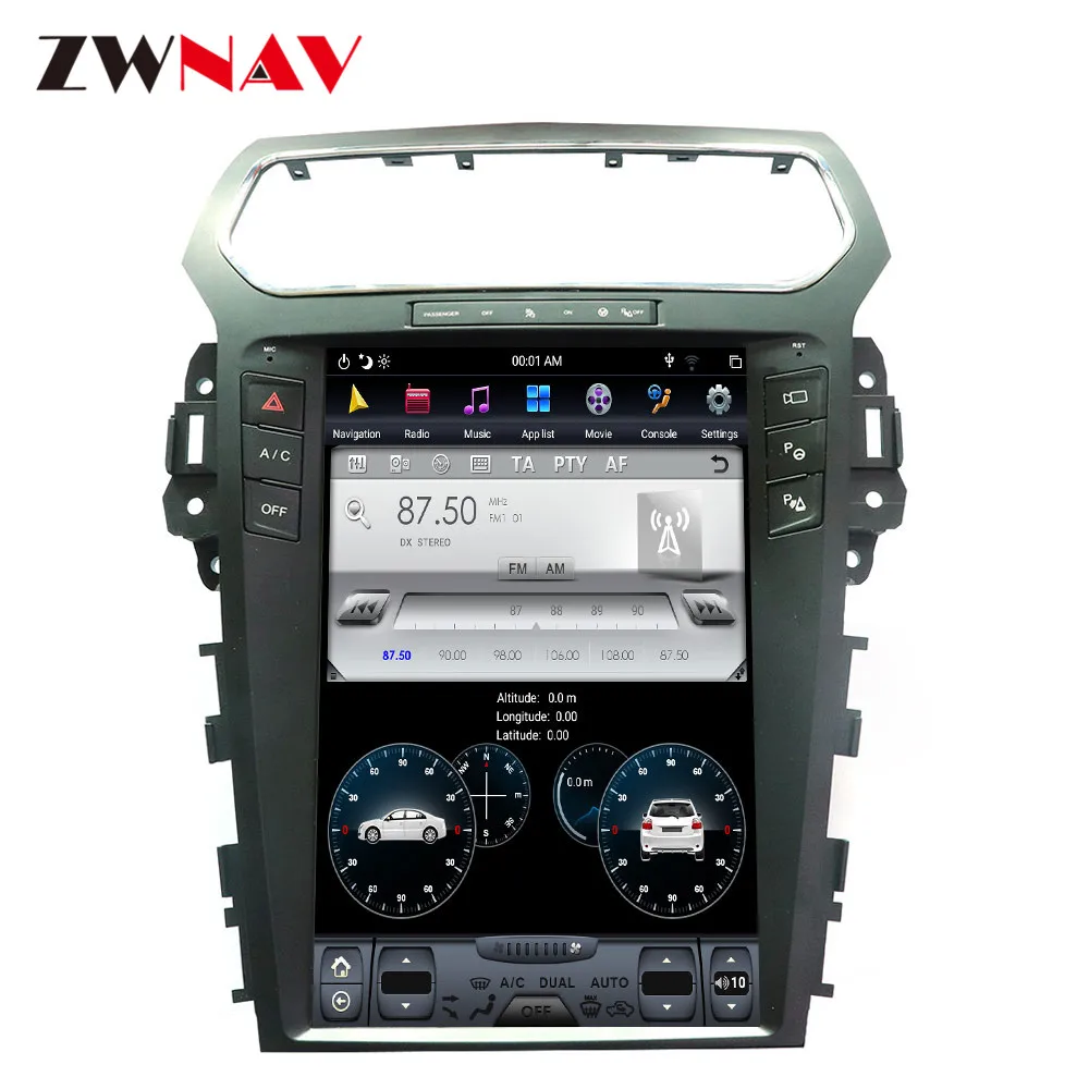PX6 4GB RAM Tesla style Android 9.0 Car GPS Navigation For Ford Explorer 2011+ Auto A/C head unit multimedia radio tape recorder