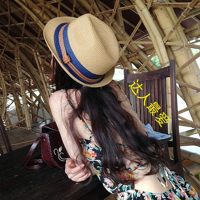 Шляпа женская Соломенная Панама от солнца пляжная кепка в стиле джаз