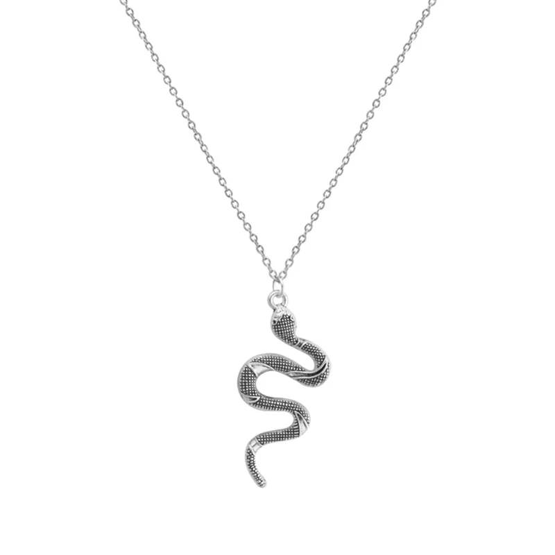 

Vintage Snake Necklace Alloy Snake Pendant Necklace for Women Party Jewelry Gift Silver Short Clavicle Chain Long Sweater Chain