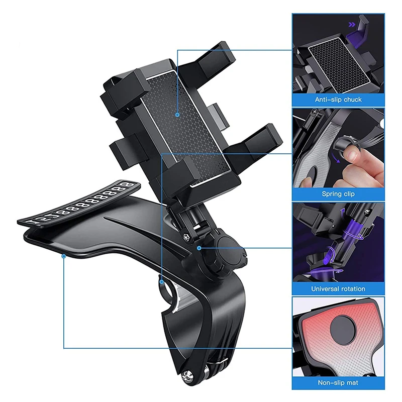 

Anchtek Car Mobile Phone Holder 360 Degree Sun Visor Mirror Dashboard Mount Support For Auto Grip Mobile Phone Fixed Bracket