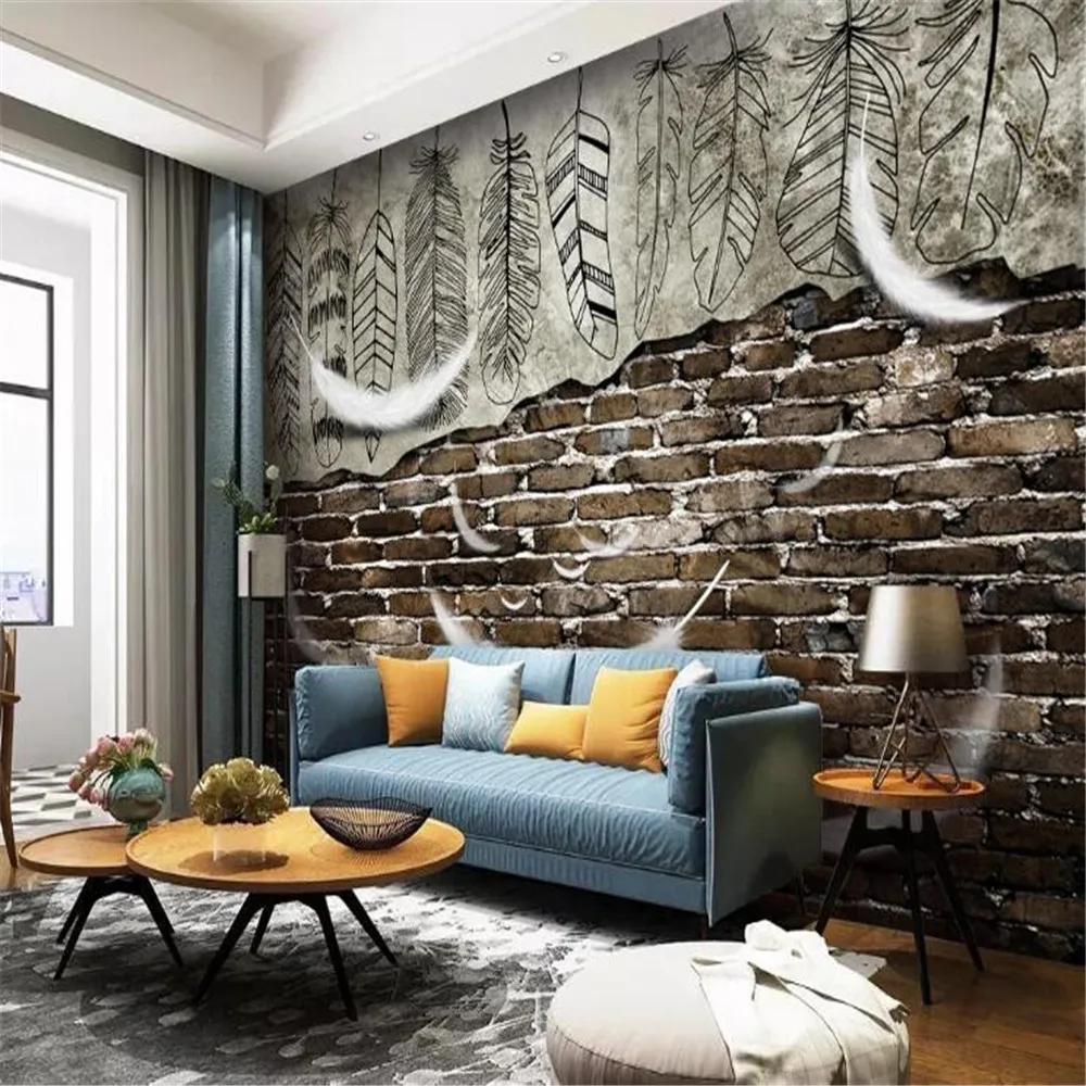 

Customized large 3d wallpaper mural modern feather decoration background wallpaper mural