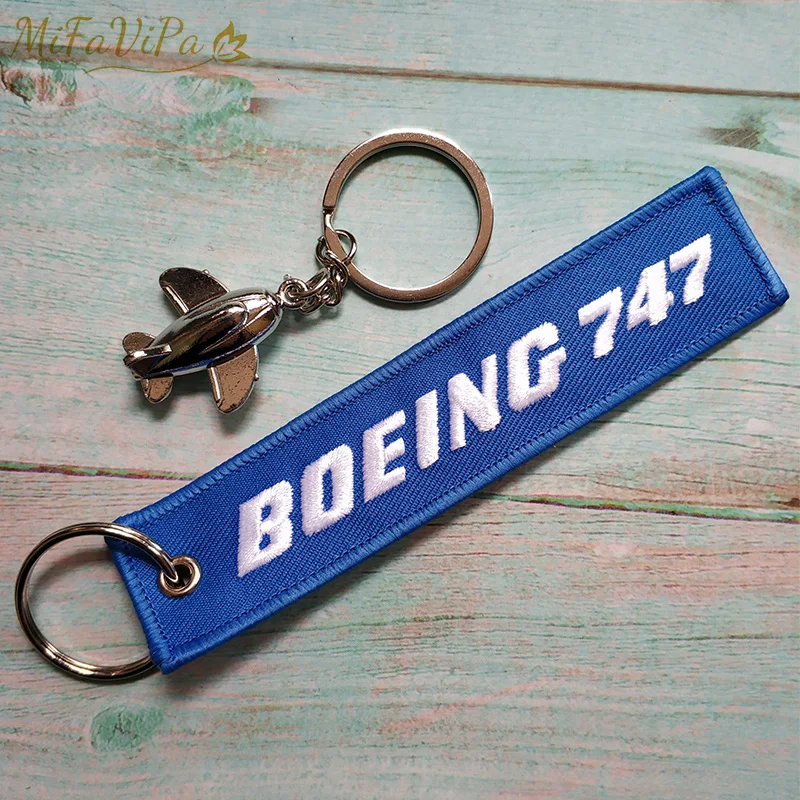 10 Sets Fashion Trinket Keyring Boeing 747 Keychain Phone Strap Embroidery Key Chain for Aviation Gift Metal Airplane Chains | Украшения и