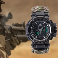 watch multifunctional waterproof military tactical paracord watch bracelet camping hiking emergency gear edc