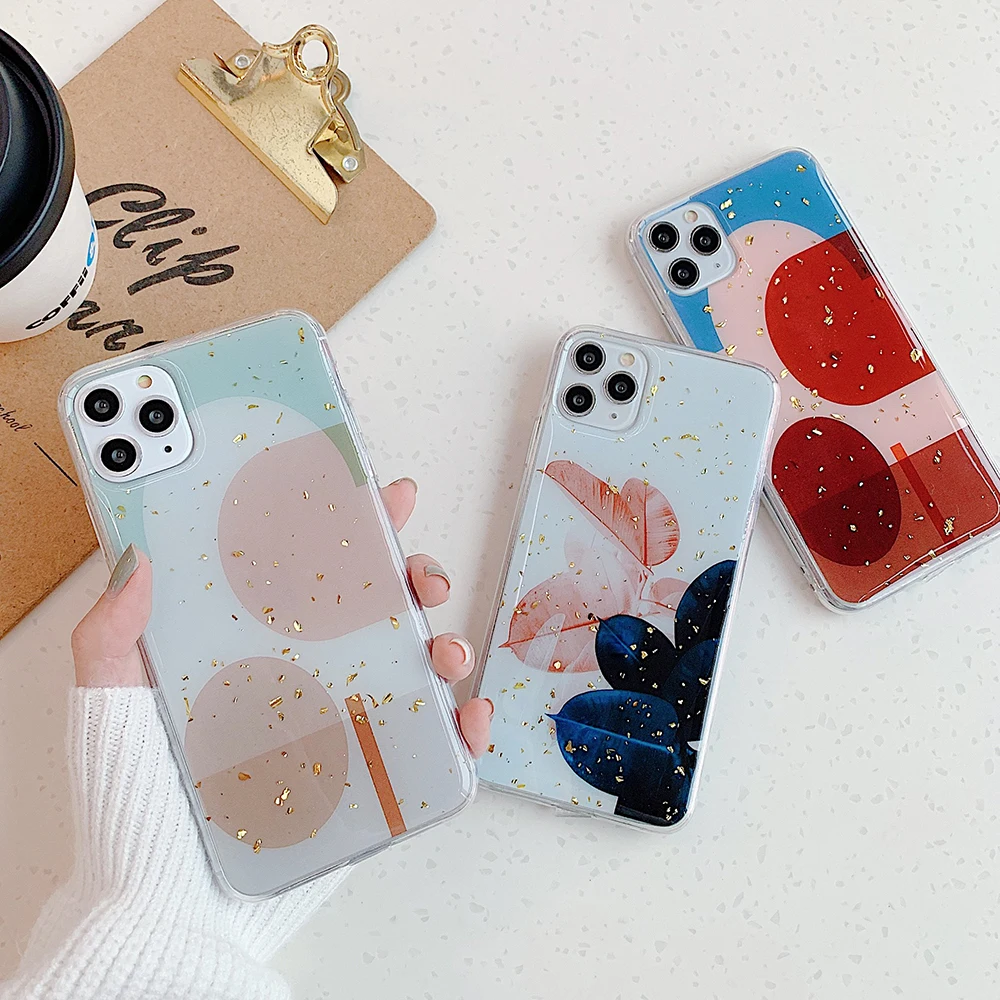 LOVECOM Phone Case For iPhone 11 Pro Max XR XS 6 6S 7 8 Plus X Luxury Geometric Abstract Flowers Epoxy Soft Back Cover | Мобильные