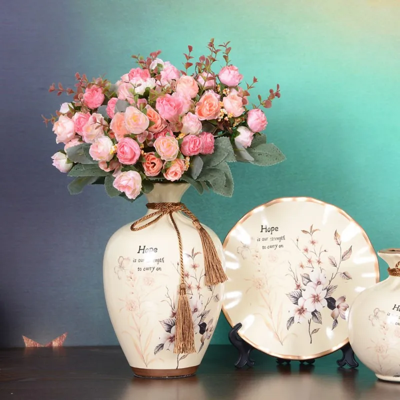 

21 PCS Artificial Rose Bouquet Silk Cloth Fake Flowers Wedding Party Home Decoration Dried Flowers DIY Living Room Fake Flowers