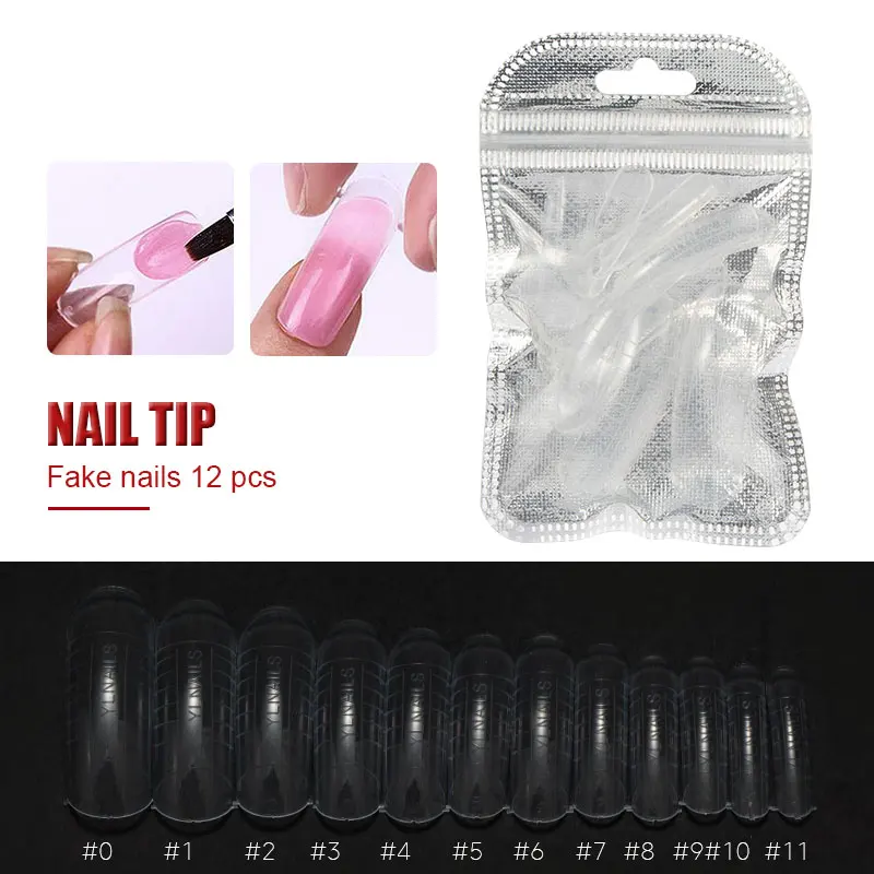 12pcs Fake nails Vrenmol полигель титановый красный лак для ногтей Светодиодная УФ-лампа для ногтей гель-арт гибридные Лаки зеркальные металлические яркий эффект праймер - Цвет: 12pcs Fake nails