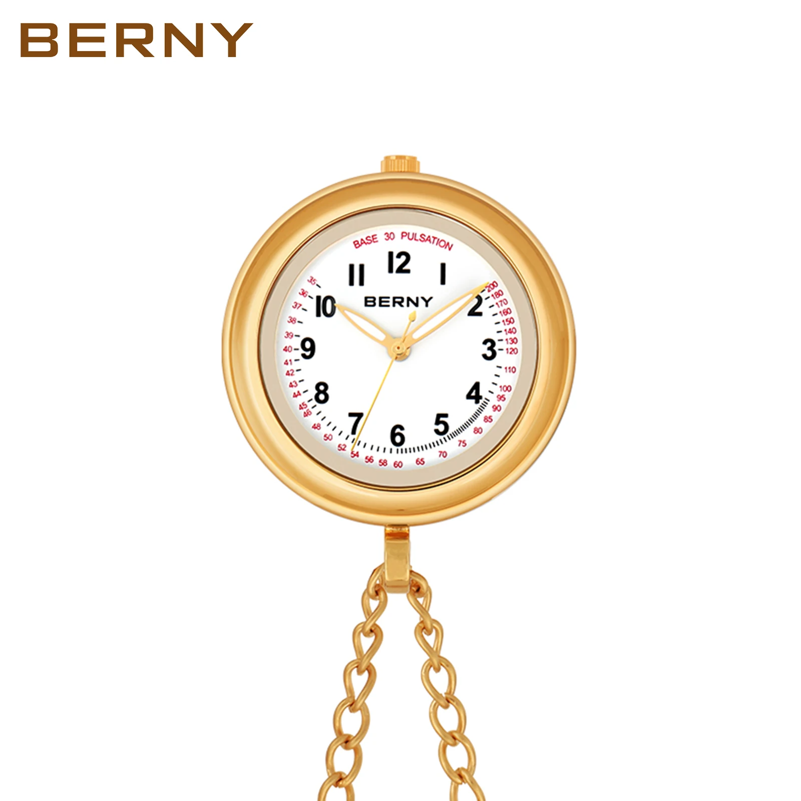 

Часы BERNY для женщин, легкие Роскошные карманные часы из нержавеющей стали с импортным золотым кварцевым механизмом и стеклянными линзами ...