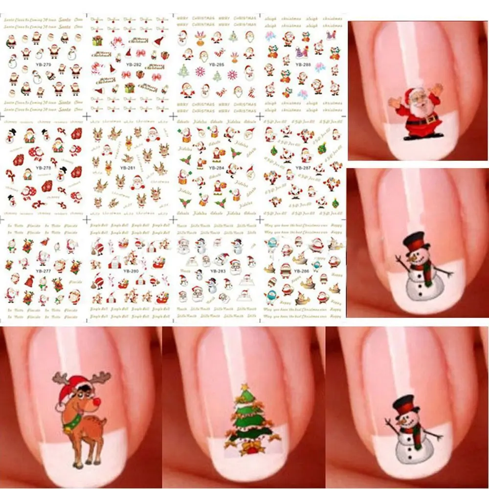 Горячая Распродажа 12 шт./компл. модные рождественские наклейки для ногтей 5
