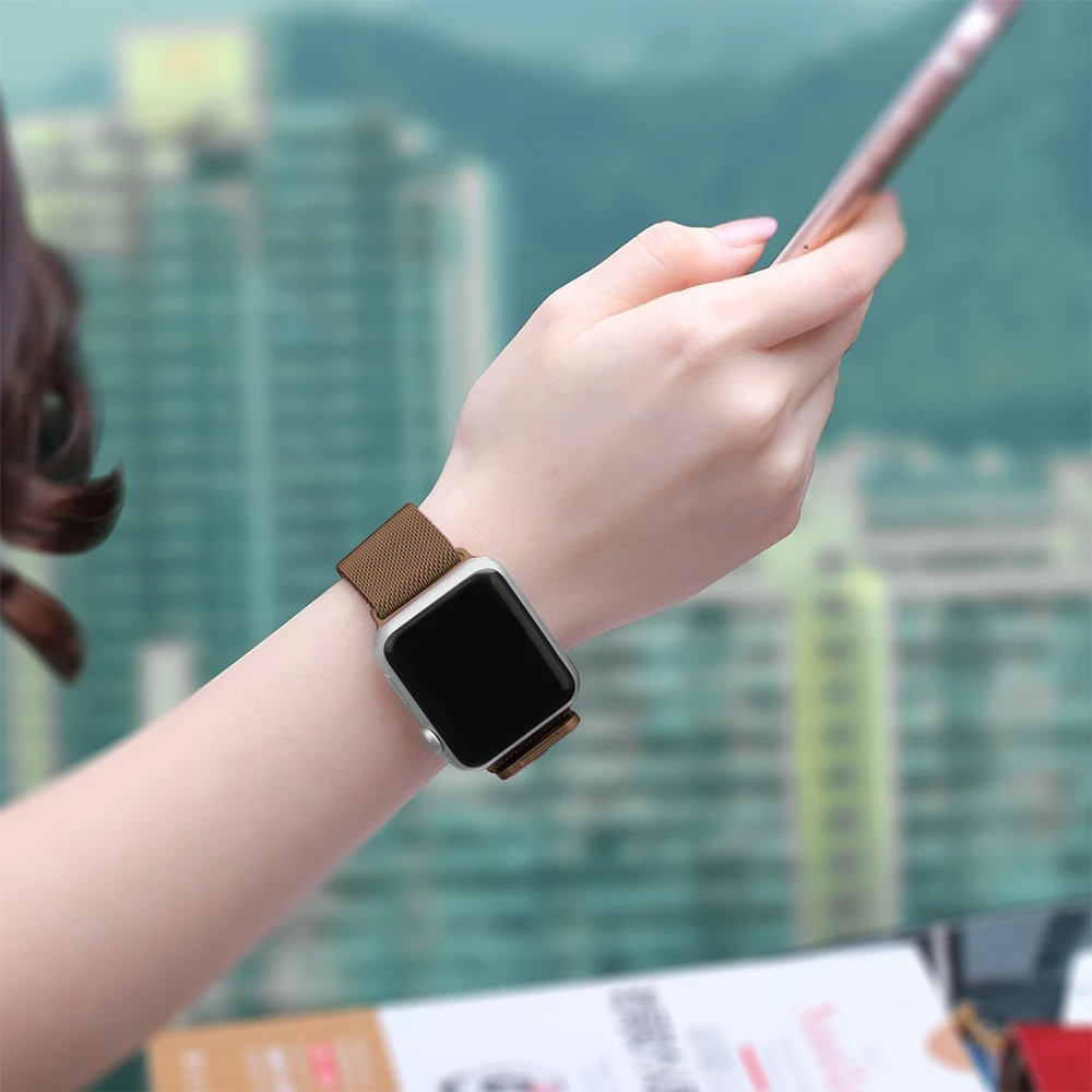 Ремешок для наручных часов Apple Watch 4 в 1/2/3 ремешок для часов, Миланская петля, нержавеющая сталь, 42 мм, 38 мм, версия браслет ремешок для наручных часов iwatch серии 40 мм 44 чехол бесплатно