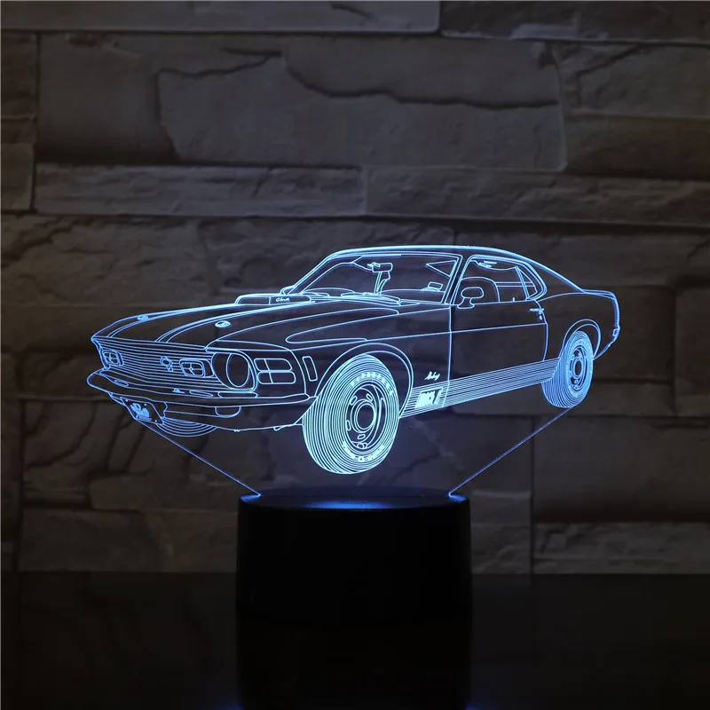Новый крутой 3D Автомобильный светодиодный ночсветильник с USB настольная лампа