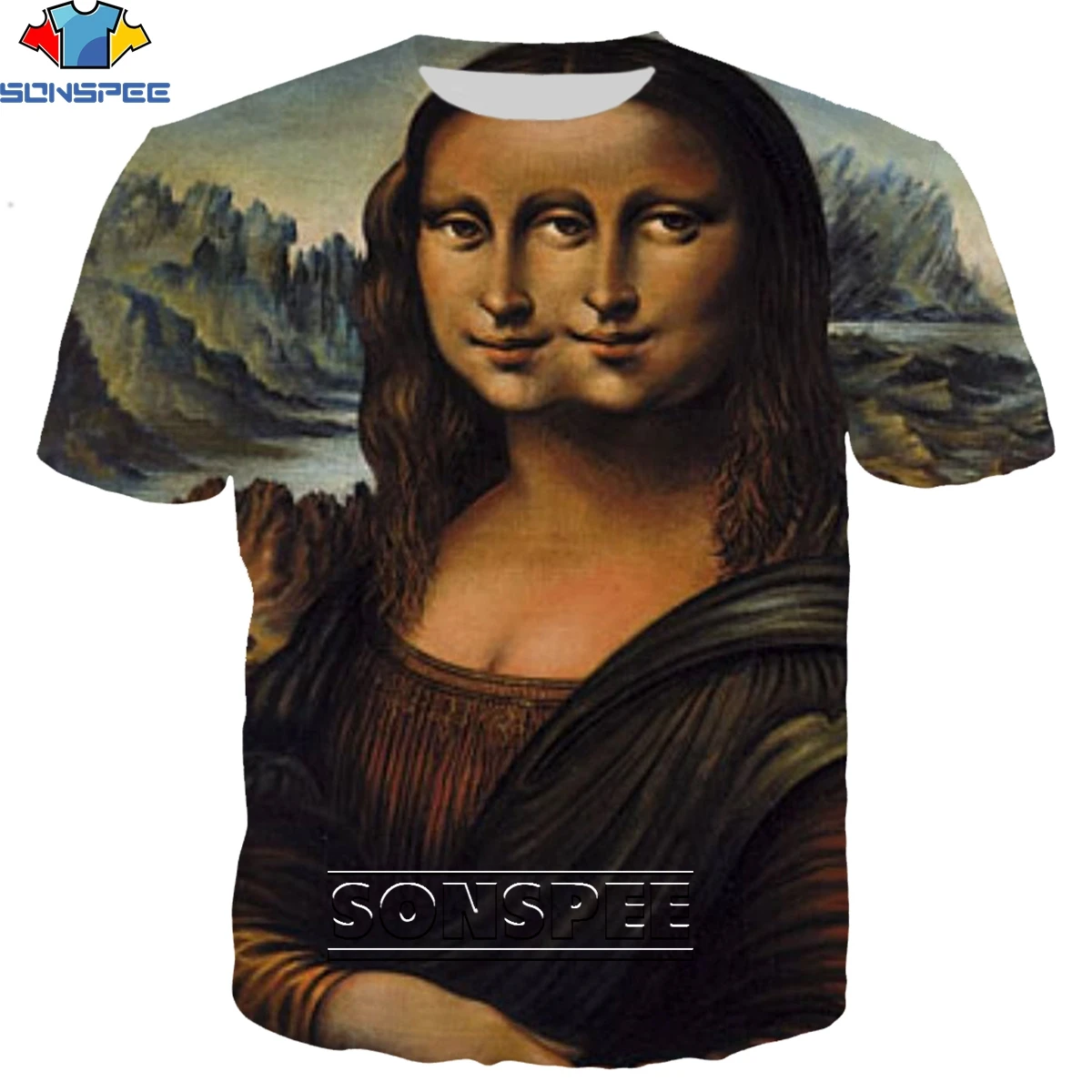 

SONSPEE Fashion Funny Mona Lisa Picasso Series 3D Printing Men's T-shirt Summer Personalized Hip Hop Casual Street Short Sleeve