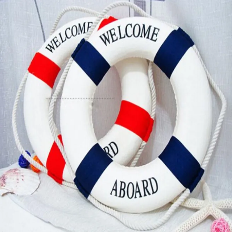 

Studio Props Wall Hanging Fashion Mediterranean Family Adorment Life Buoy Crafts Living Room Decoration Nautical Home Decor