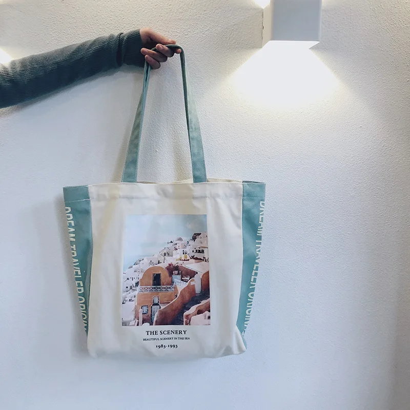 

Новая мода Эко-дружественных тканевая женская сумка через плечо большой вместимости, большая сумка для покупок, портфели для школьников Пе...